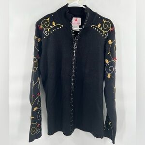 Quacker factory embellished cardigan sweater M